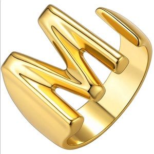 Gold M Initial Ring
